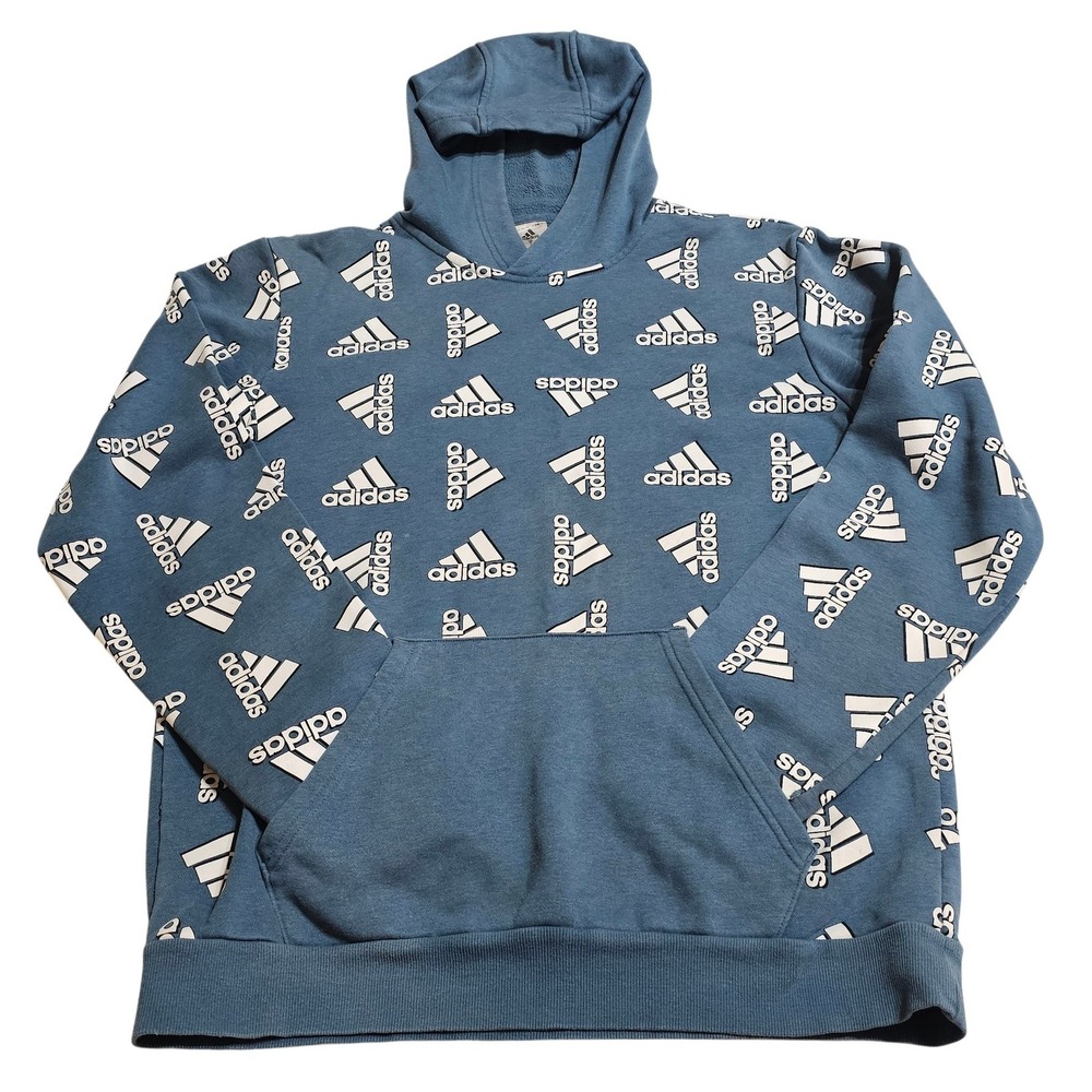 Adidas Hoodie All Over Print Medium Indigo Orbit Casual H57076 *READ* Y2K Grunge